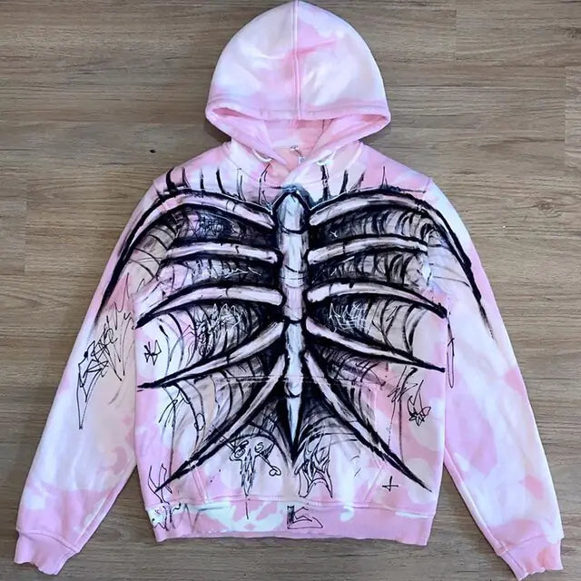 Skull Print Oversized Hoodie