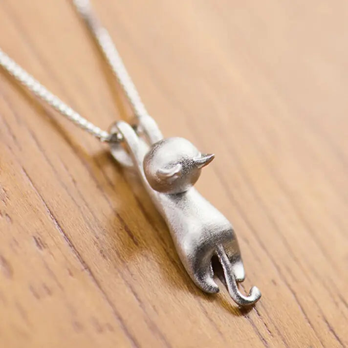 Silver Cat Pendant Necklace