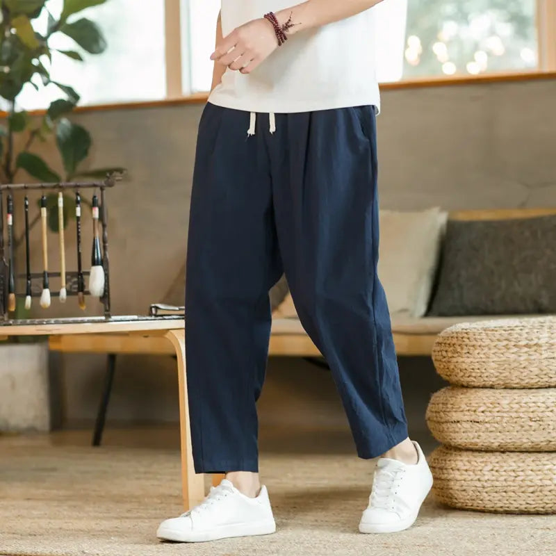 Summer Men's Cotton Linen Casual Breathable Pants