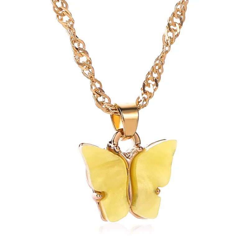 Gold Chain Butterfly Pendant Choker Necklace/earrings