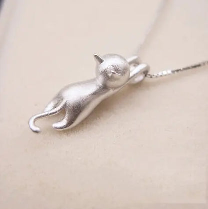 Silver Cat Pendant Necklace