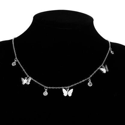 Gold Chain Butterfly Pendant Choker Necklace/earrings