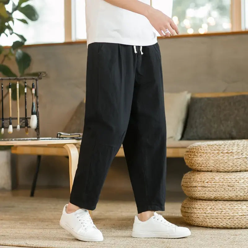 Summer Men's Cotton Linen Casual Breathable Pants