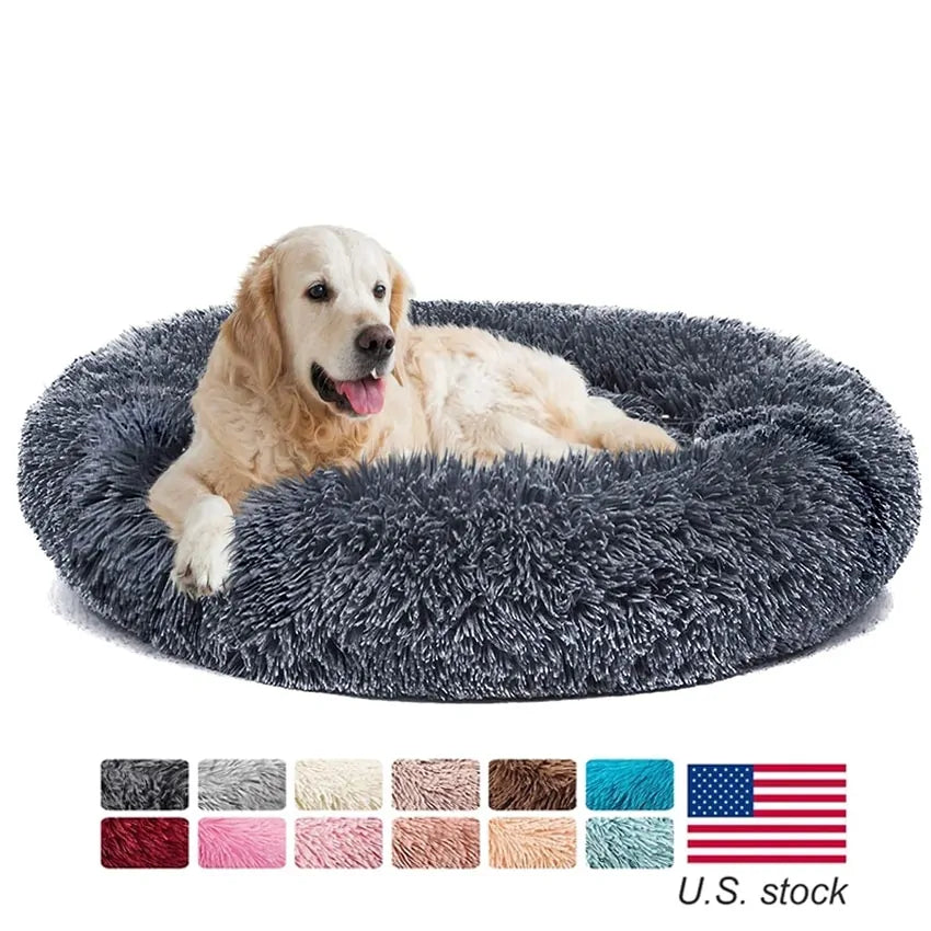 Warm Soft Long Donut Plush Pet Cushion