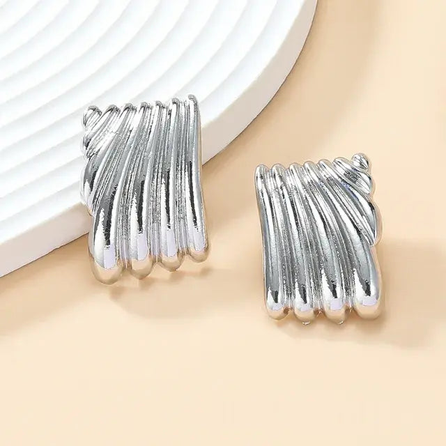 Metal Square Striped Wave Jewelry