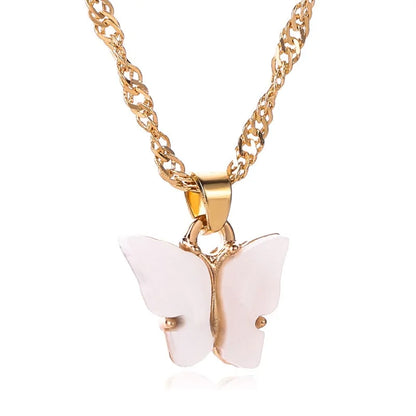 Gold Chain Butterfly Pendant Choker Necklace/earrings