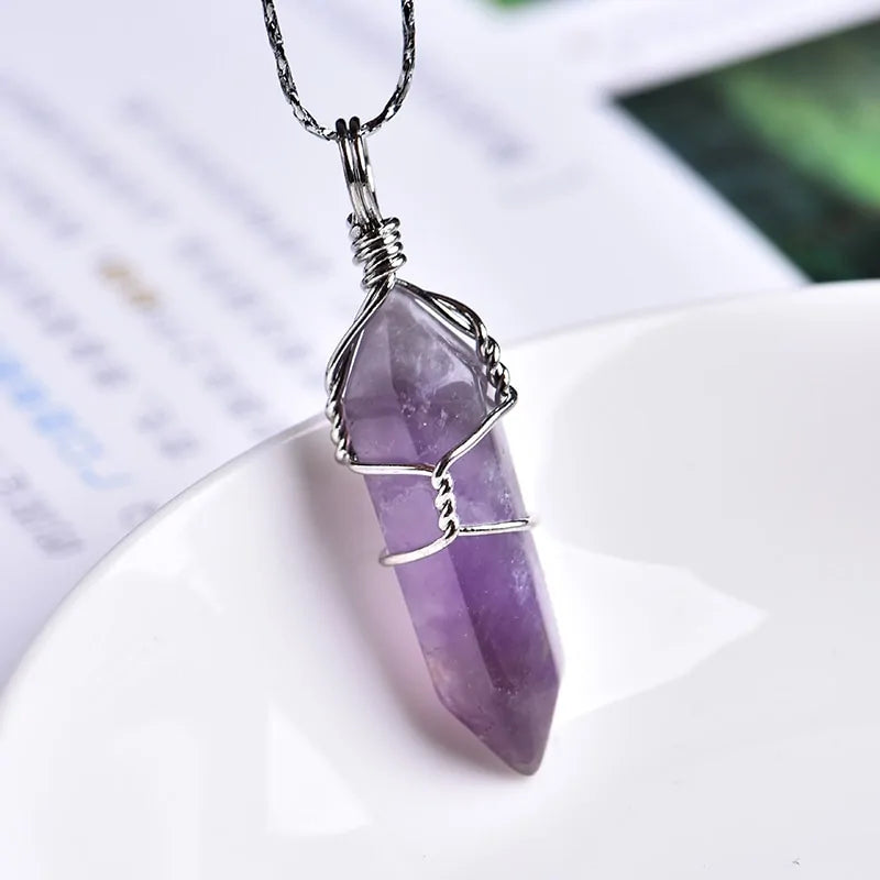 Natural Amethyst Crystal Point Pendant