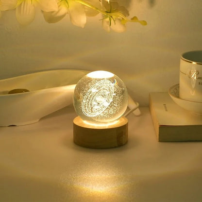 Crystal Ball Glass Planet Led Warm Night Light