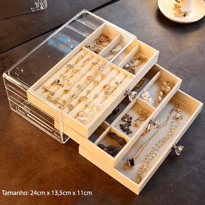 Acrylic Jewelry Box Velvet Compartments