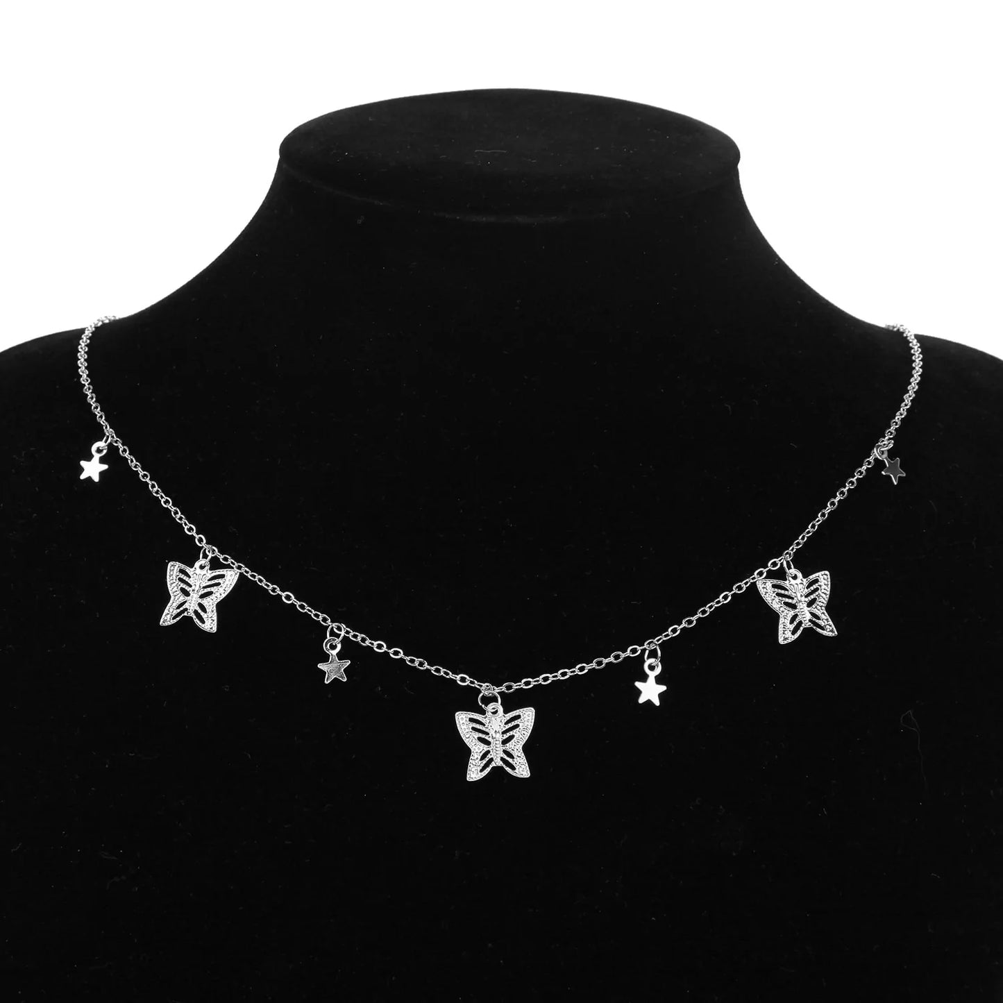 Gold Chain Butterfly Pendant Choker Necklace/earrings