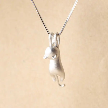 Silver Cat Pendant Necklace