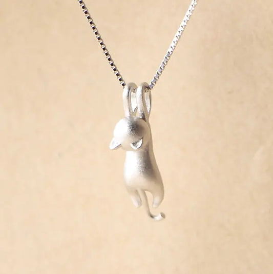 Silver Cat Pendant Necklace