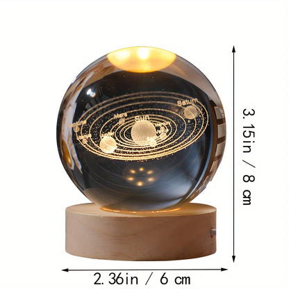 Crystal Ball Glass Planet Led Warm Night Light