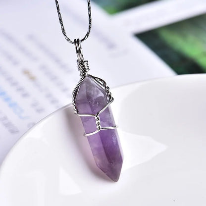 Natural Amethyst Crystal Point Pendant