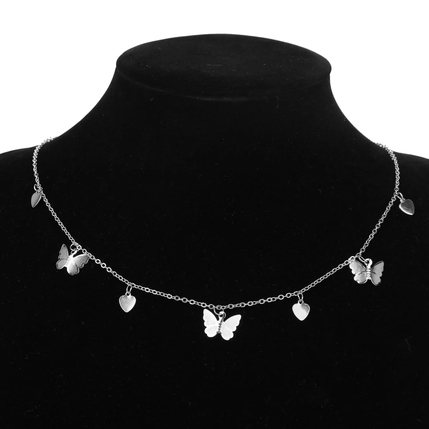 Gold Chain Butterfly Pendant Choker Necklace/earrings