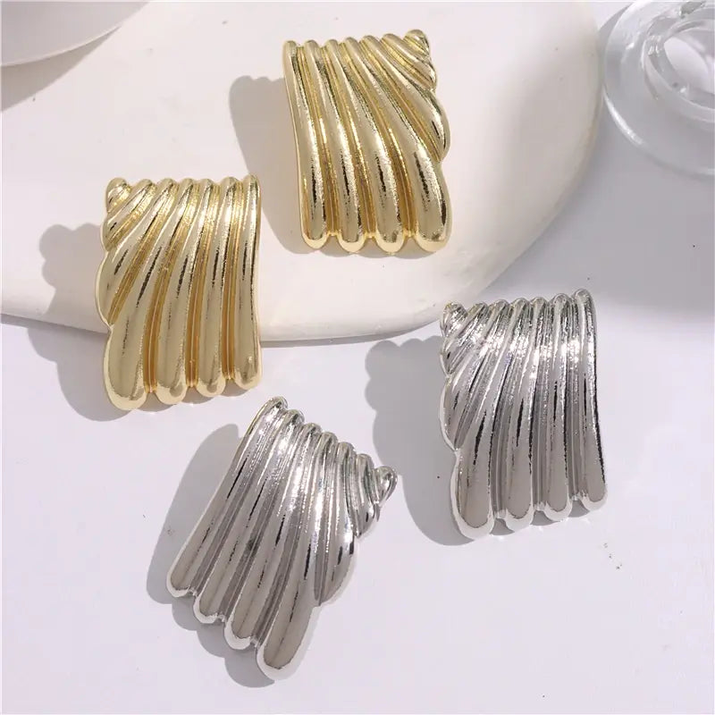 Metal Square Striped Wave Jewelry